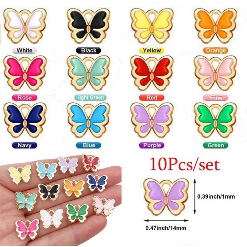 Set 10 Mặt Vòng cổ Hình Bướm Bằng Hợp Kim Nhiều Màu Sắc Diy