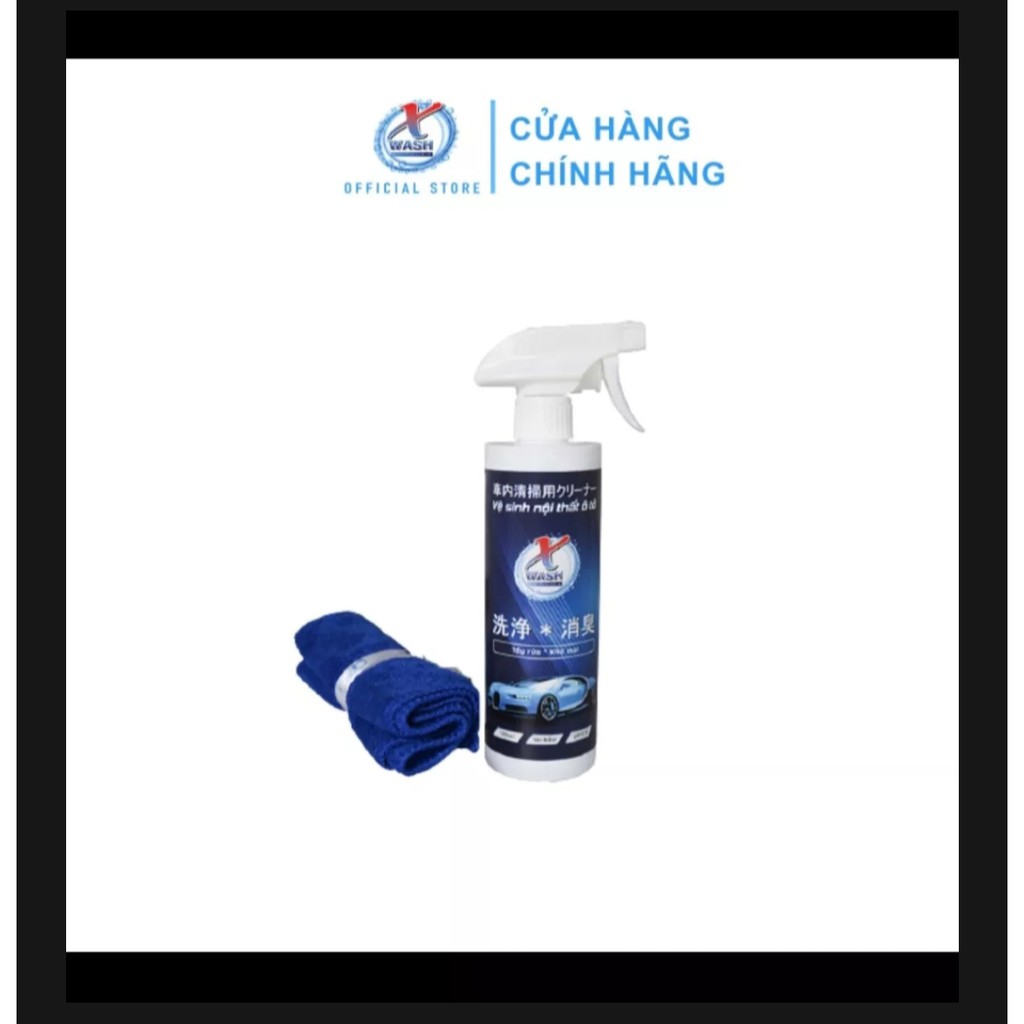 [CHÍNH HÃNG] CHAI 500ML + TẶNG KHĂN ︳XWASH- Xịt tẩy rửa, khử mùi nội thất ô tô KHÔNG HÓA CHẤT