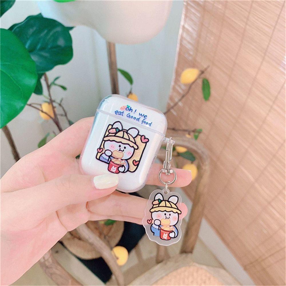 MYRONGVN Vỏ Bảo Vệ Hộp Sạc Tai Nghe AirPods 1 2 Chống Sốc Kèm Móc Khóa Xinh Xắn