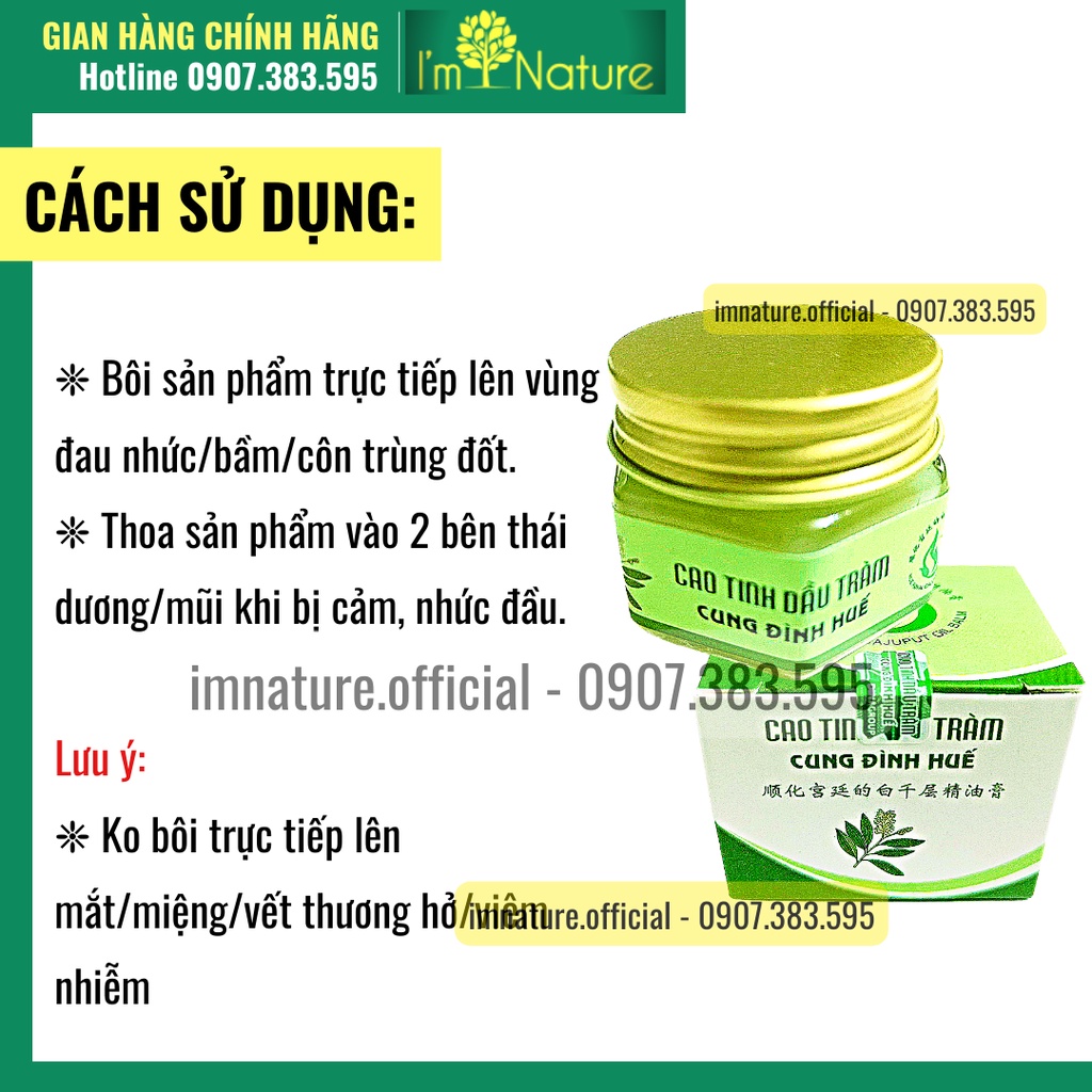 Cao Tràm Đuổi Muỗi - Giảm Sưng Vết Muỗi Đốt Tinh Dầu Tràm Cung Đình Huế 20gr - An Toàn Cho Bé 6 Tháng