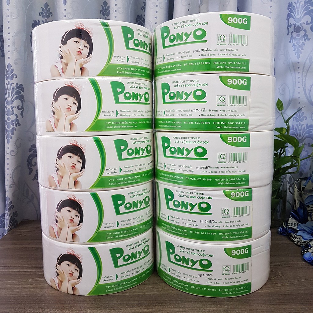 Combo 10 cuộn giấy vệ sinh lớn 900g PONYO