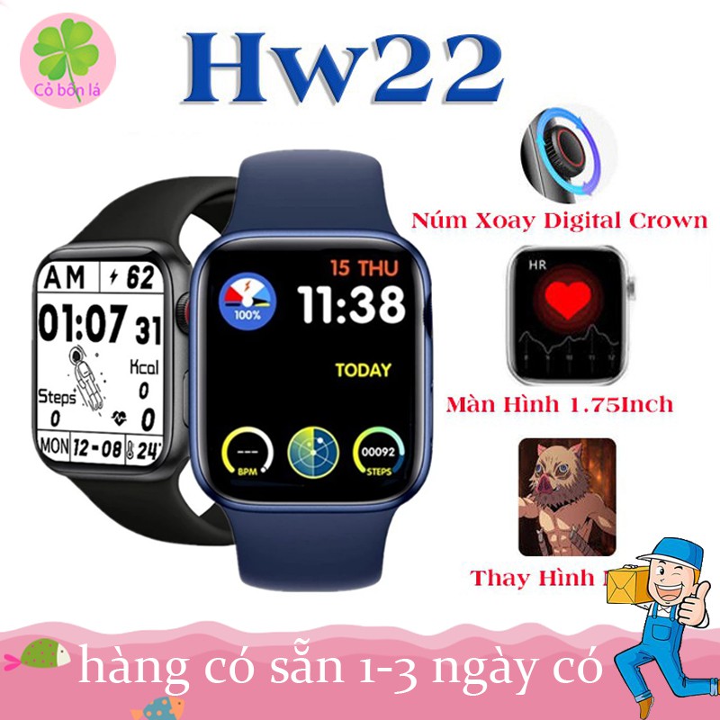 Đồng Hồ Thông Minh Hw22, Nghe Gọi, Đo Nhịp Tim, Sạc Không Dây, Thay Hình Nền, Chống Nước IP67