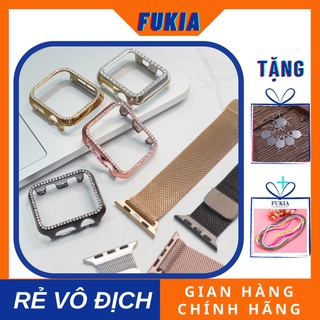 Combo dây thép milan và ốp đính đá cho Apple Watch đồng hồ thông minh iWatch Series 1/2/3/4/5/6/SE size 38/40/42/44mm