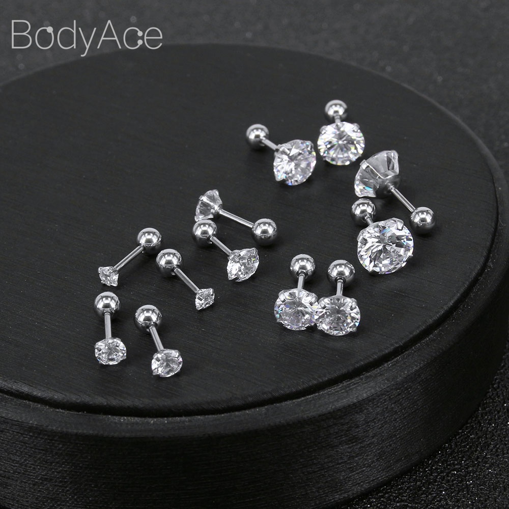 Set 6 Đôi Khuyên Tai 18G Đính Đá Thời Trang Dành Cho Nữ