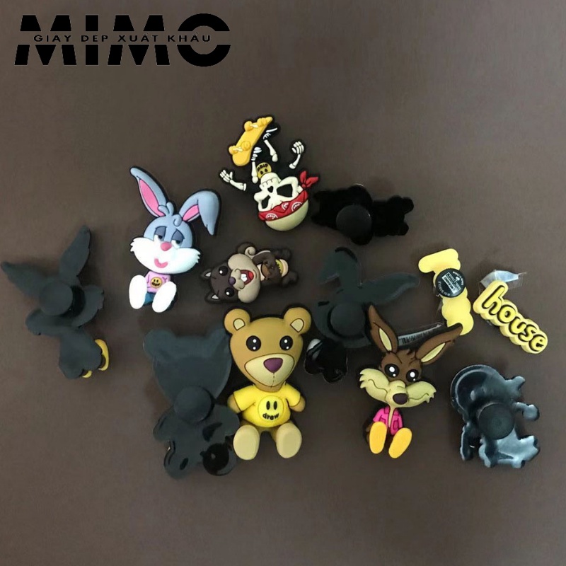 Combo jibit nổi 3D Drew House, sticker gắn dép sục, sục cross siêu cute