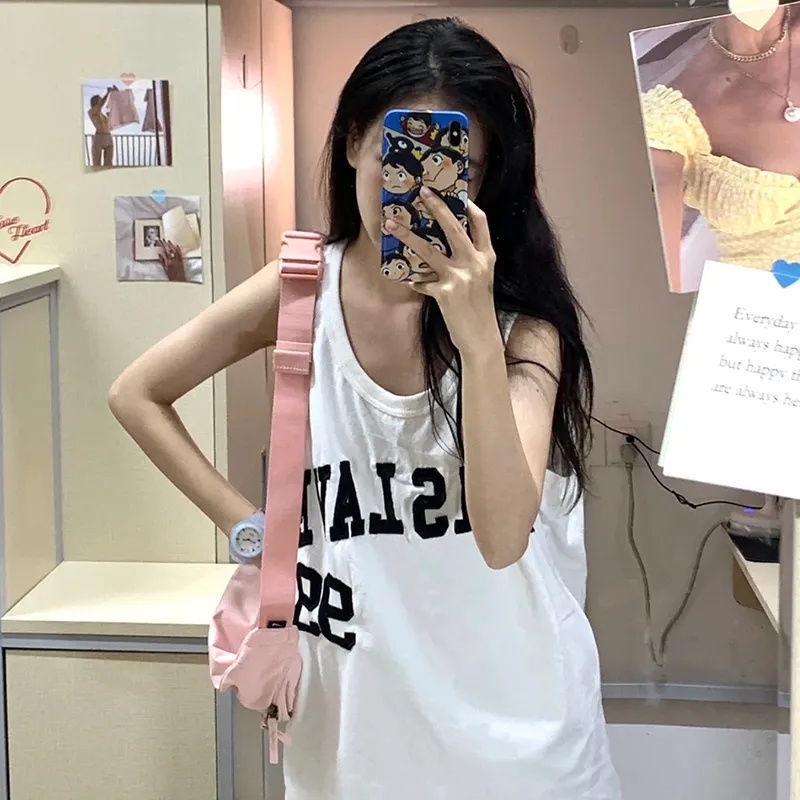 Áo Thun Ba Lỗ Thể Thao Dáng Rộng In Chữ Phong Cách Hip Hop Thời Trang Mùa Hè 2022