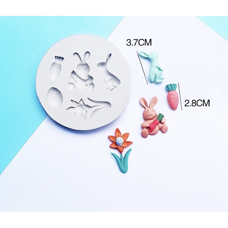 khuôn silicon thỏ , cà rốt