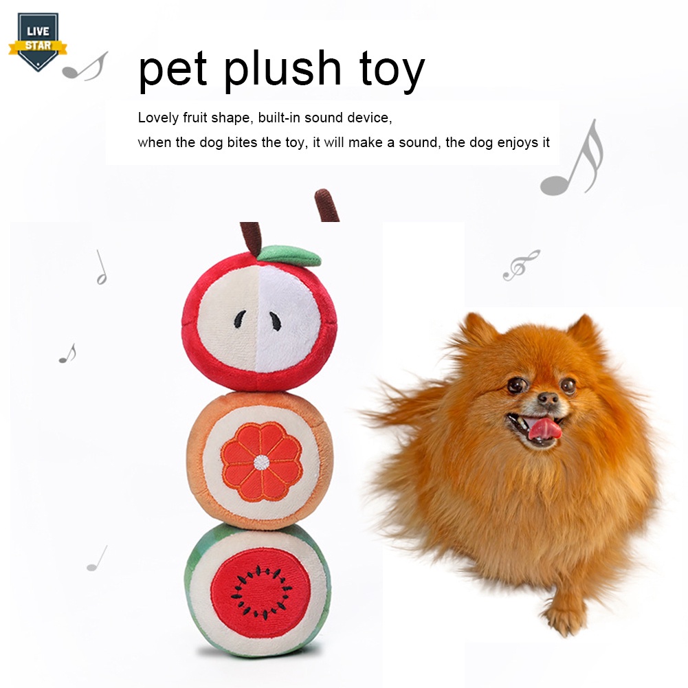 LS 1PC Pet Plush Toy Creative Cartoon Fruit Shape Pet Squeaky Toy Pet Bite Toy Dog Bite Sound Toy Pet Funny Toy Pet Supplies