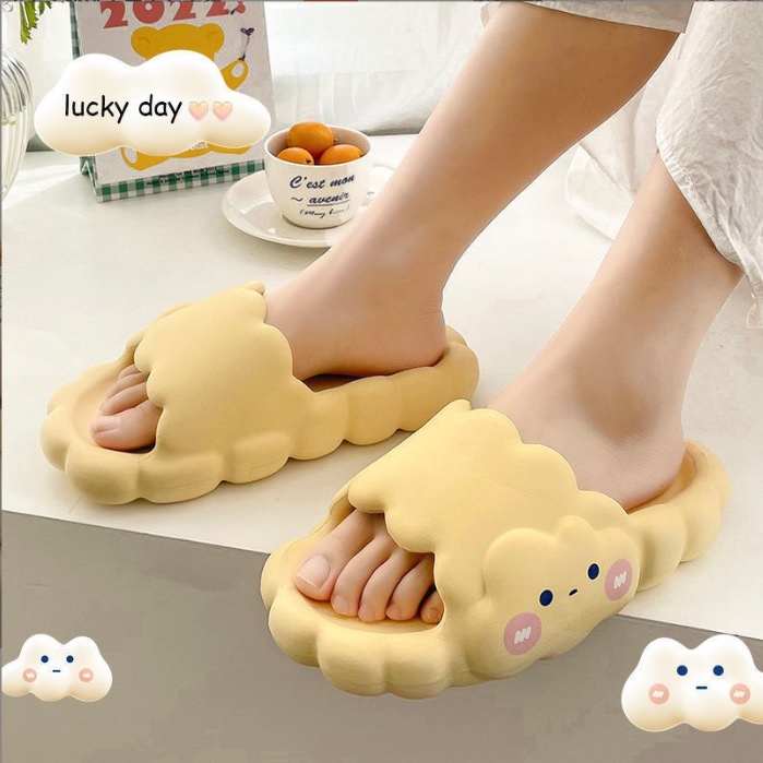Dép Bánh Mì Nữ Quai Ngang Hình đám Mây Chất Liệu EVA  , Siêu Nhẹ Mang Trong Nhà Chống Trơn Trượt Nhà Tắm - DN3