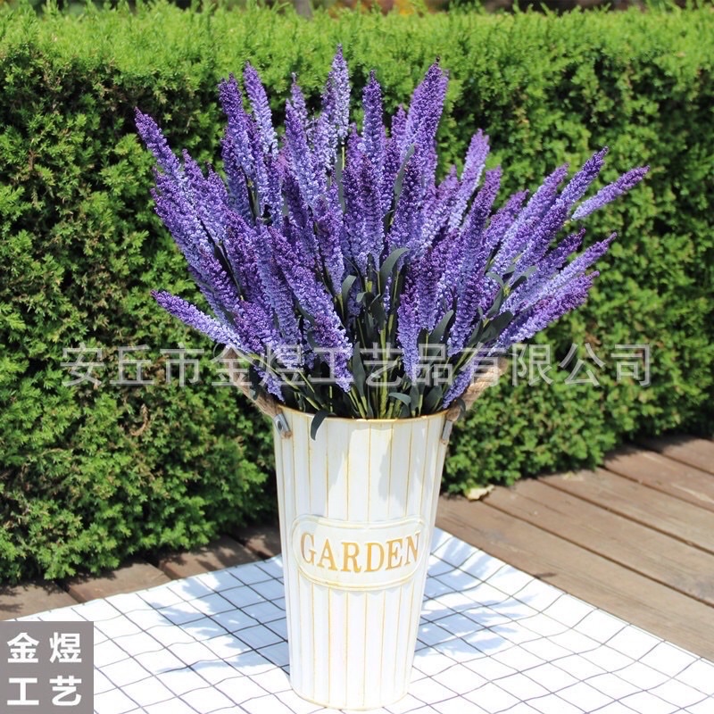 Hoa giả hoa lụa - cành hoa lavender tông màu vintage