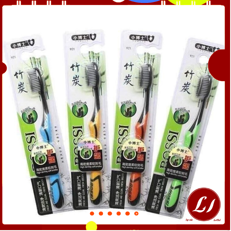 SET Bàn chải THAN TRE hoạt tính đánh sạch răng, tay cầm mềm tiện lợi