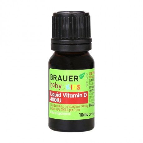 Thực phẩm bảo vệ sức khỏe bổ sung Vitamin D Brauer Liquid Vitamin D 400IU (10ml)