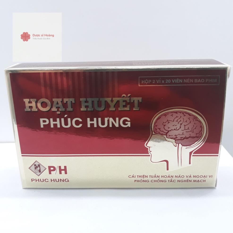 [CHÍNH HÃNG] Hoạt huyết Phúc Hưng -Hộp 2 vỉ x 20 viên nén bao đường