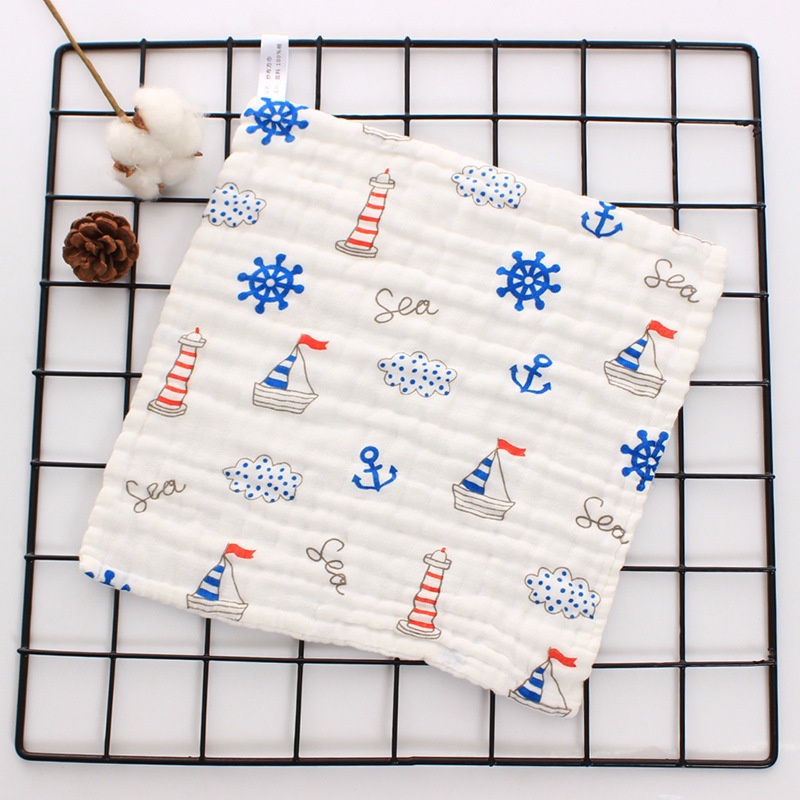 Khăn Ăn 100% Cotton 6 Lớp 25x25cm Cho Bé