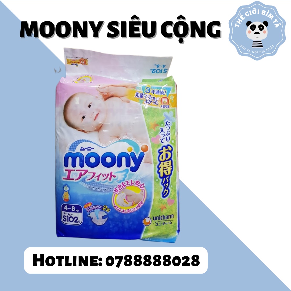 (MOONY JUMBO)Bỉm Tã Dán/Quần Moony Nội Địa Nhật Đủ Size NB111/S102/M78/M70/L54/XL46