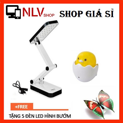 Combo Đèn xếp 24 Led Siêu Sáng và Đèn Ngủ Trứng Gà Cảm Ứng (Tặng 5 Đèn Led Bướm )