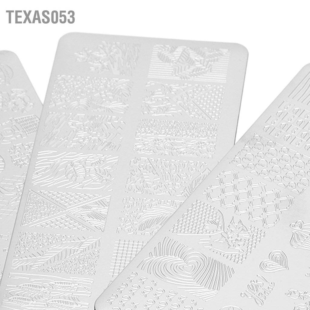 [Hàng Sẵn] Bộ 10 Tấm Khuôn In Họa Tiết Hoa Lá Bằng Thép Không Gỉ Trang Trí Móng Tay DIY Khuôn in nail【Texas053】