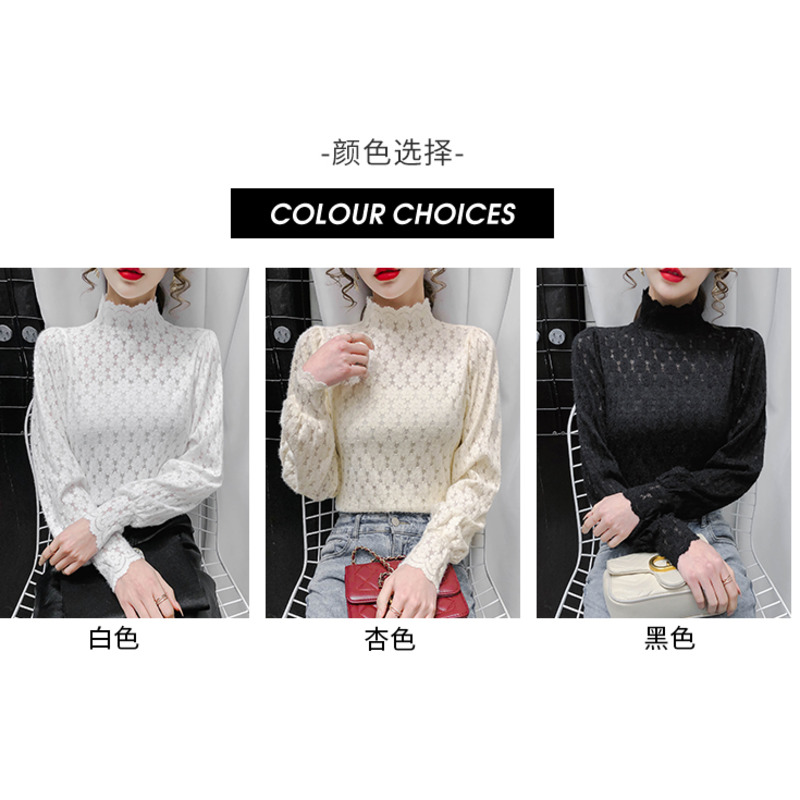 Áo Ren Tay Dài Cổ Cao Thời Trang Thanh Lịch Cho Nữ