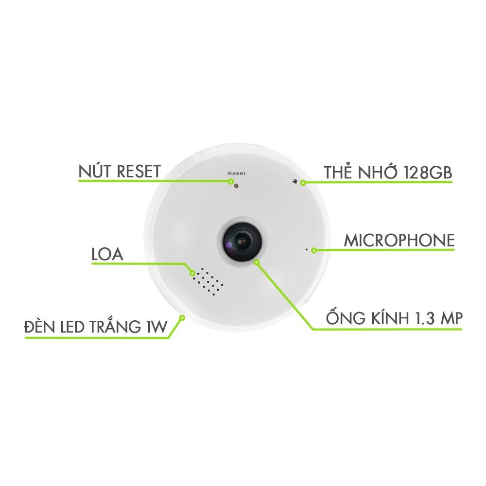 CAMERA BÓNG ĐÈN QUAY TOÀN CẢNH 360 ĐỘ 1.3MP | WebRaoVat - webraovat.net.vn