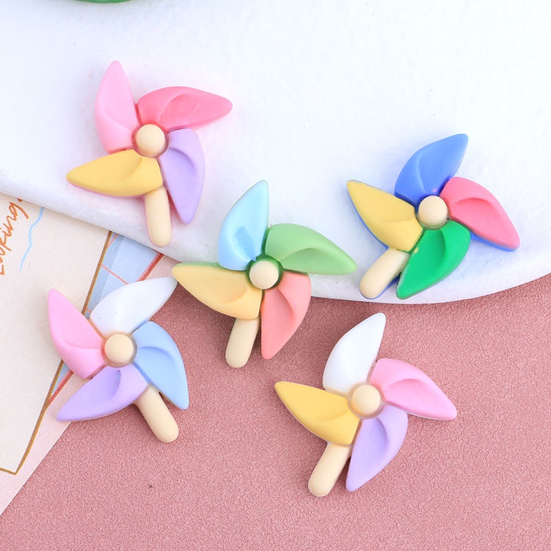 Set 10 Kẹp Tóc Hình Cối Xay Gió Bằng Nhựa Resin DIY Cho Điện Thoại