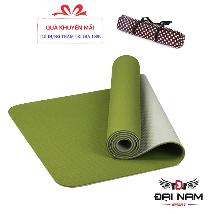 Thảm tập yoga TPE 6mm 2 lớp Đại Nam Sport + Tặng túi đựng và dây buộc