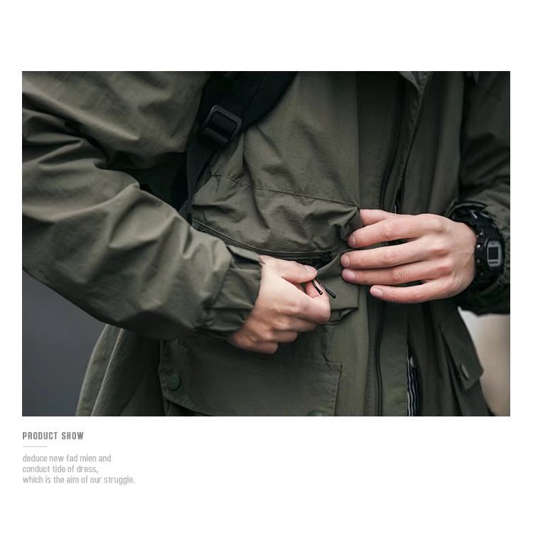 Áo khoác Nhật Bản thời trang nam nữ cổ đứng màu retro đơn giản