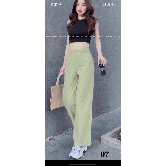 QUẦN JEAN ỐNG SUÔNG NÂU CẠP CAO SIÊU HACK DÁNG SIÊU TÔN DÁNG