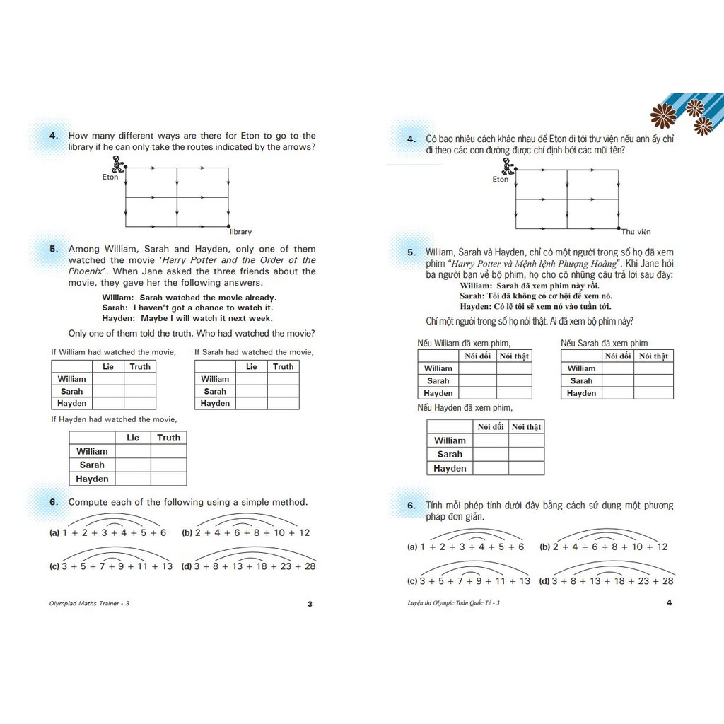 Sách: Luyện thi Olympic Toán Quốc tế 3 - Toán Lớp 3 và Lớp 4 ( 9 - 10 tuổi ) | WebRaoVat - webraovat.net.vn