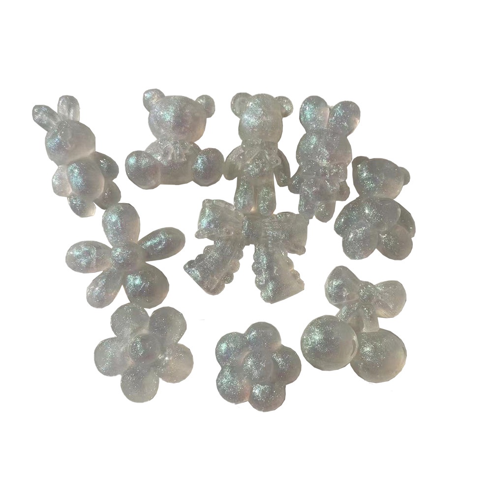 Set 10 Ghim Cài Áo 3D Đính Đá Pha Lê Hình Gấu Thỏ Sang Trọng DIY