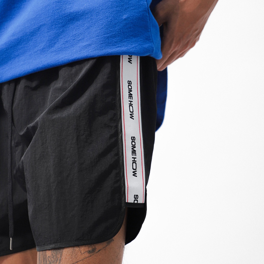 Quần Short Nam Running Black , Chất Vải Dù Thoải Mái , QD003218,SOMEHOW
