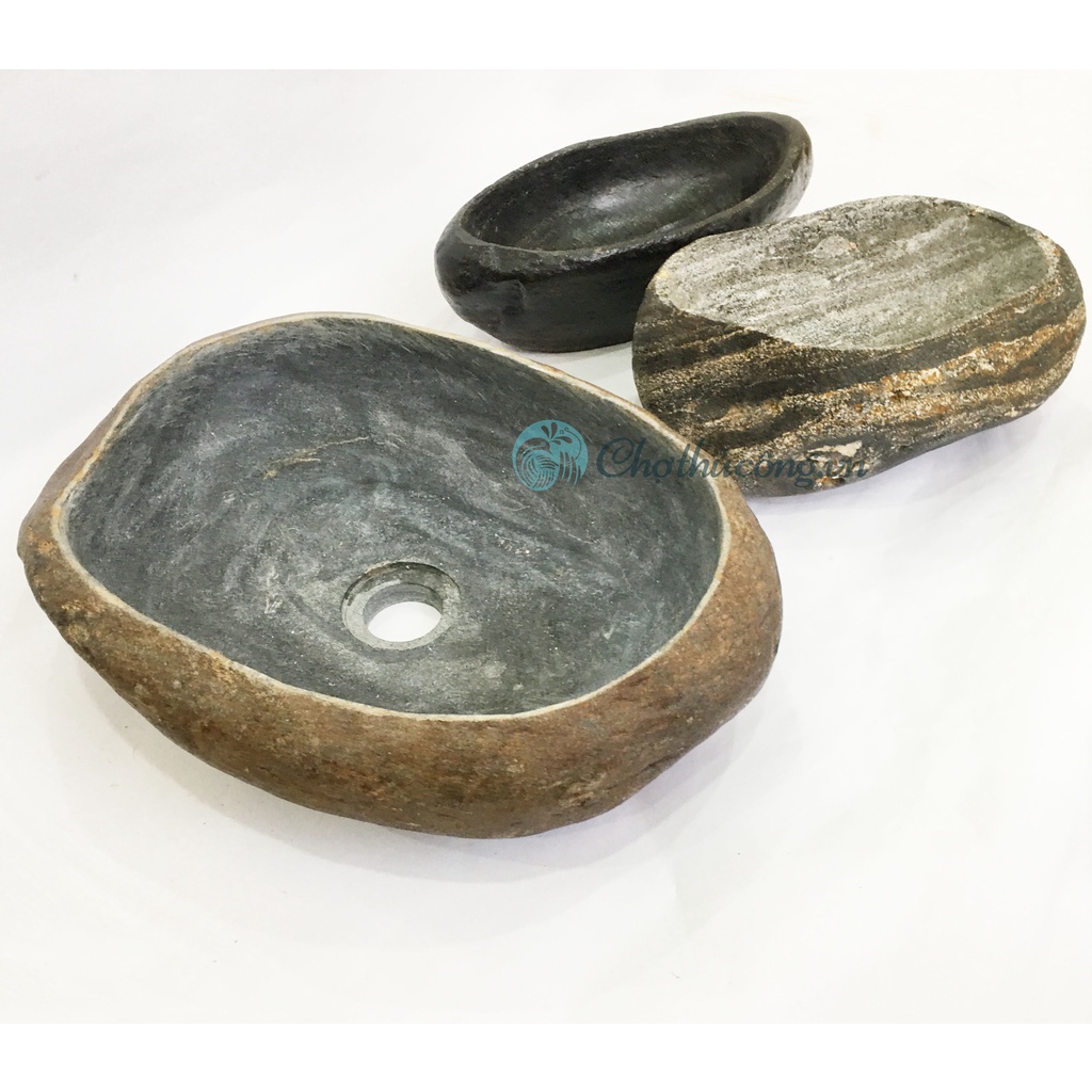 Chậu đá cuội trồng cây, nuôi cá, tiểu cảnh, bonsai, trồng sen - chậu đá cuội tự nhiên  ~6kg, C8-10 x D20-