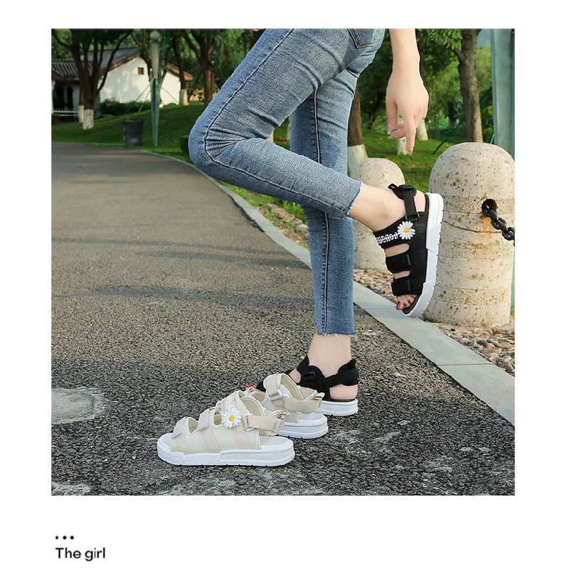 Giày Sandal Quai Dán In Họa Tiết Hoa Cúc Nhỏ Phong Cách Thời Trang Mới 2022