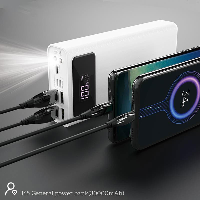 Pin Sạc Dự Phòng 30000mAh Hoco J65 Hỗ Trợ Nhiều Cổng Sạc Có Đèn LED Chiếu Sáng