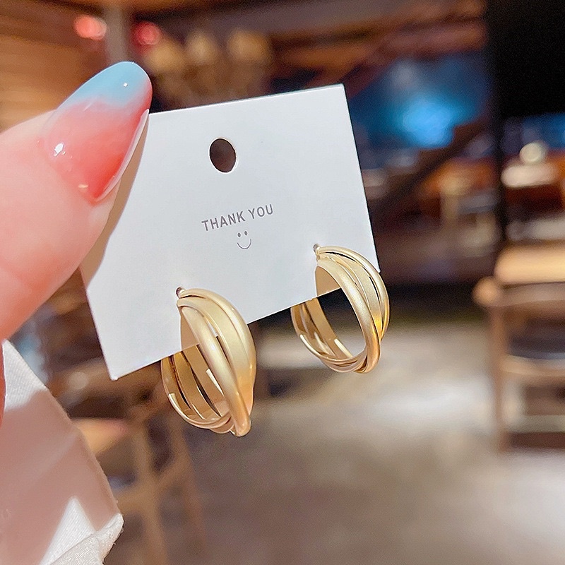 Bông tai khuyên tai nữ hình tròn đan chéo 3 lớp thanh lịch BT126