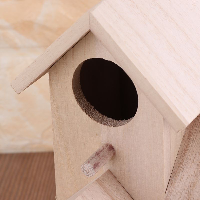 Tổ Chim Bằng Gỗ Tự Nhiên Hình Ngôi Nhà Sáng Tạo Dùng Trang Trí