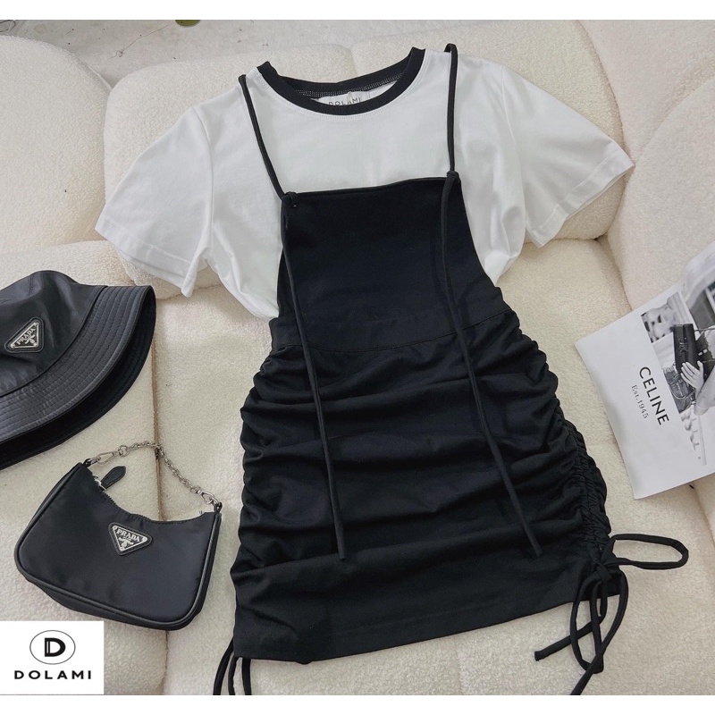 Set áo + váy nhúm siêu cute hack tuổi cực