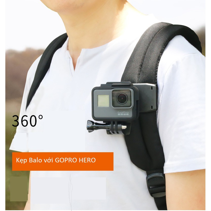 Bộ kẹp balo quay phim cho các loại camera hành trình, hành động Gopro, eken,sjcam,xiaomi, điện thoại, vô cùng chắc chắn