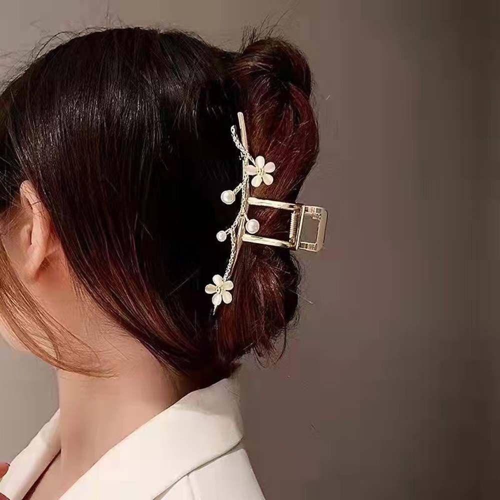 Kẹp Tóc Kim Loại Hình Hoa / Cá Mập Đơn Giản Dễ Phối Đồ Cho Nữ