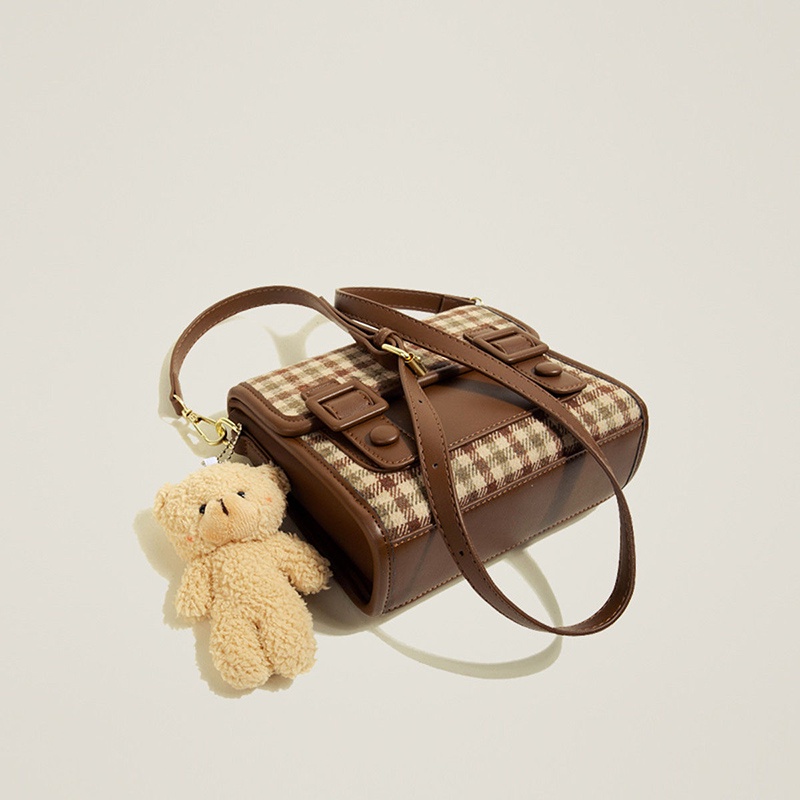 Túi đeo chéo IELGY họa tiết kẻ sọc phong cách retro thời trang cho nữ