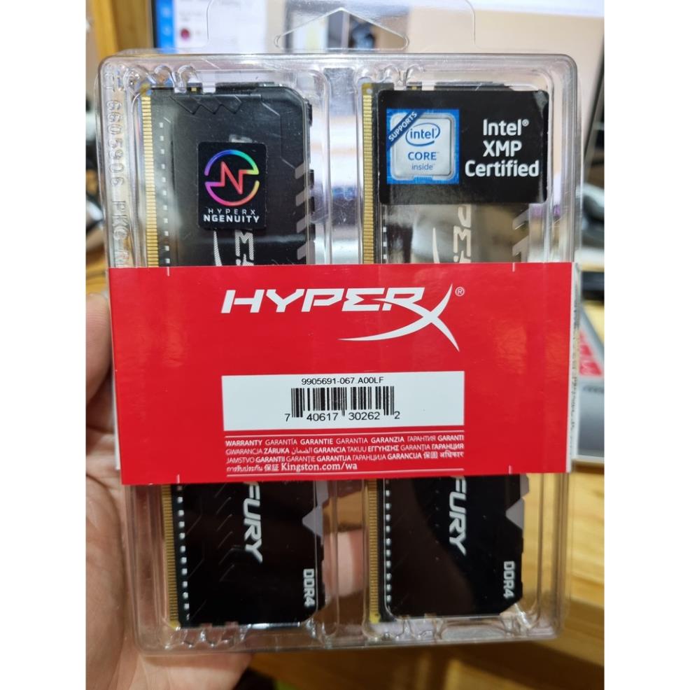 RAM PC 16GB / 32GB Kingston DDR4 Bus 3600MHz HyperX Fury RGB C17 (Bộ KIT 2 Thanh)