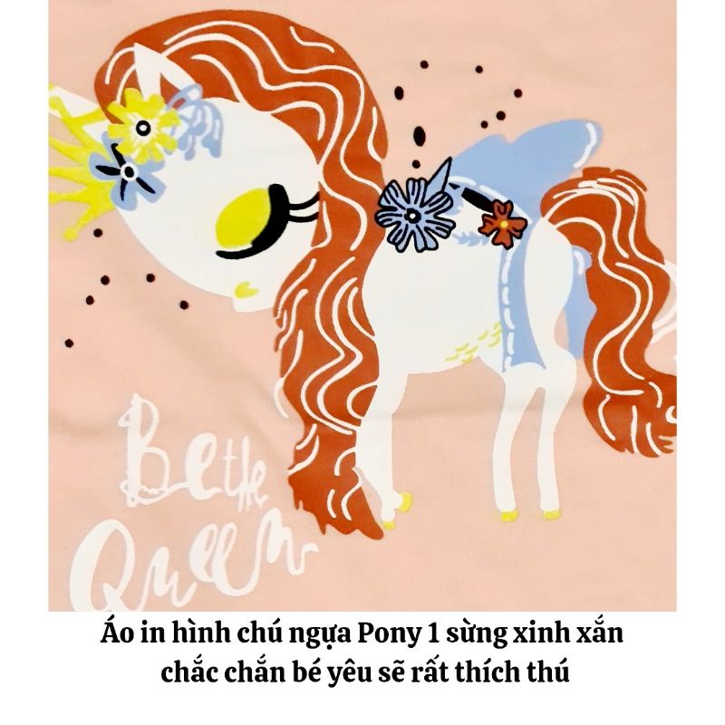 Bộ quần áo cộc tay Lydobaby chất đẹp 100% cotton ngựa pony xinh xắn cho bé gái 3 tuổi , 4 , 7 , 8 , 9 , 10 tuổi size đại