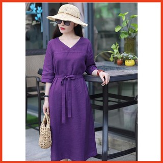 Đầm Suông Có Thắt Eo Chất Liệu Lanh/Linen