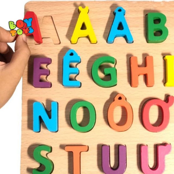 Bảng chữ cái nổi tiếng Việt in hoa bằng gỗ cho bé thỏa sức học tập