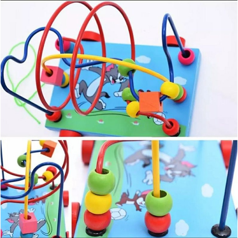 Đồ chơi thông minh luồn hạt luyện tay bằng gỗ có dây kéo cỡ trung đẹp cho bé