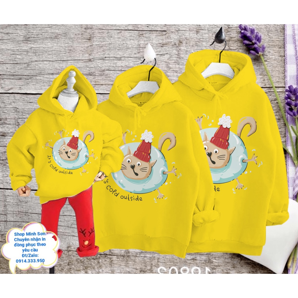 🍁💟🌴ÁO NỈ HOODIE MÈO NOEL , NỈ MŨ GIA ĐÌNH, ÁO ĐÔI  LOẠI 1 ĐỦ MÀU ĐỦ SIZE