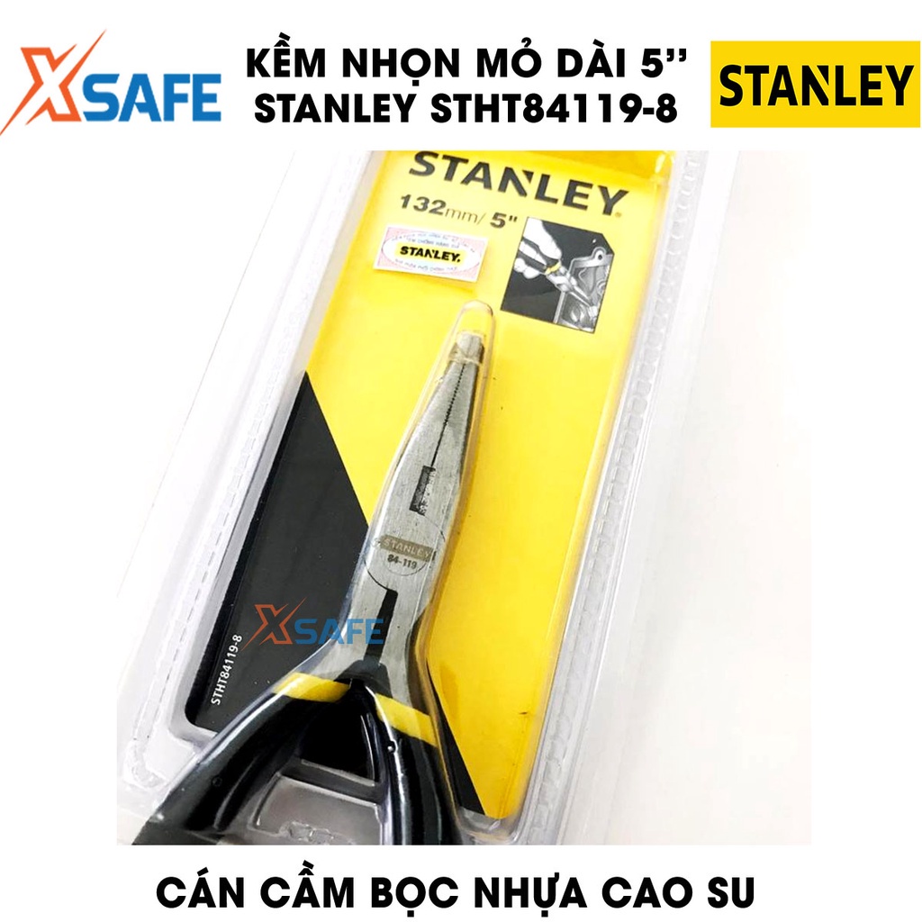 Kềm nhọn ba loại (dài, bằng, cong) STANLEY gia công thép hợp kim cứng Kìm Stanley cán cầm bọc nhựa cao su, đa chức năng