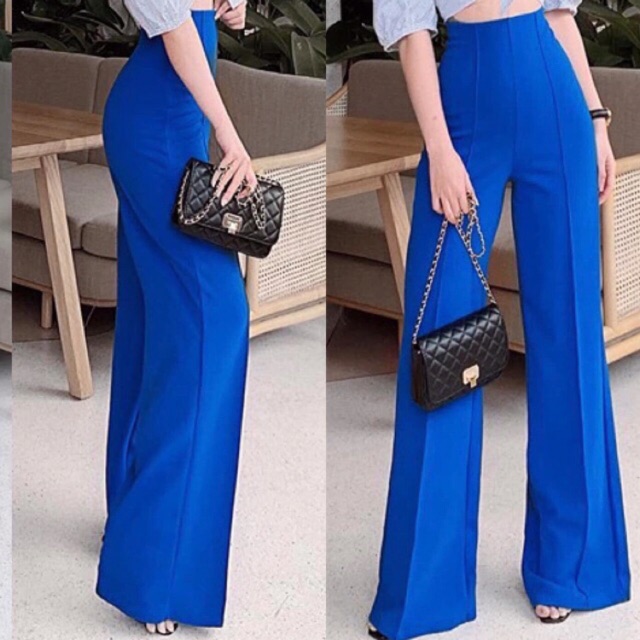 Quần culottes dáng dài gân giữa chất co giãn cao cấp