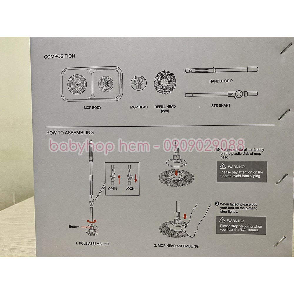 Bộ cây lau nhà 2 hộc Lock&amp;Lock ETM478 MOP-L003 MOP-Q2-1