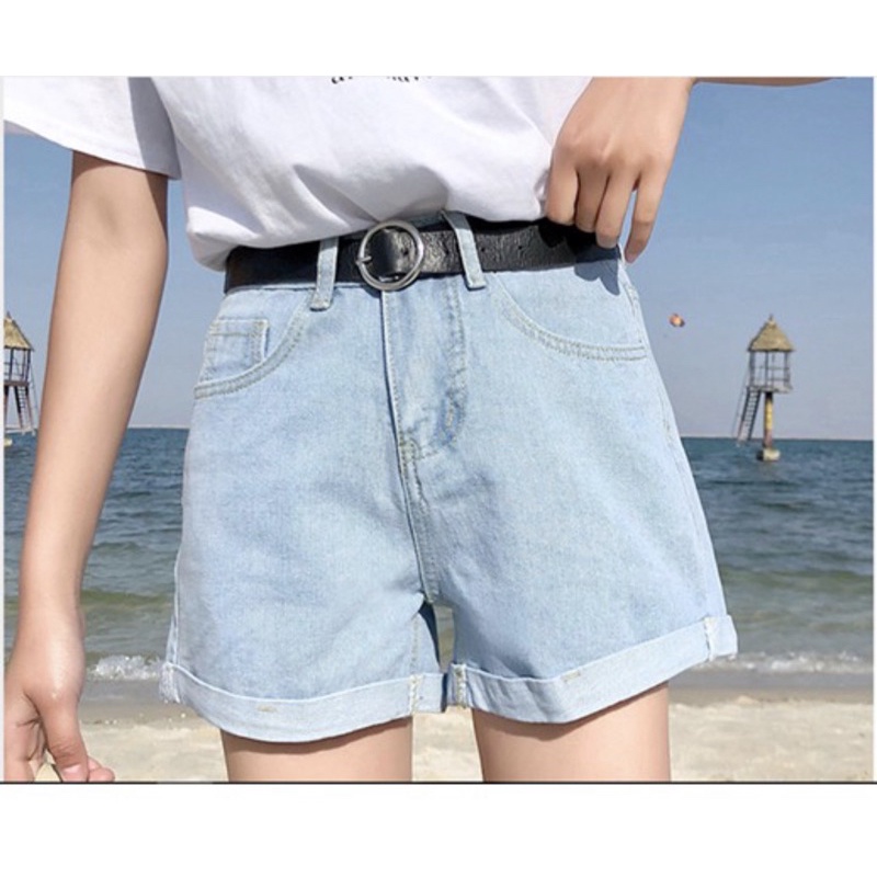 QUẦN SOOC JEAN GẬP GẤU MÀU XANH ĐEN CHO NỮ
