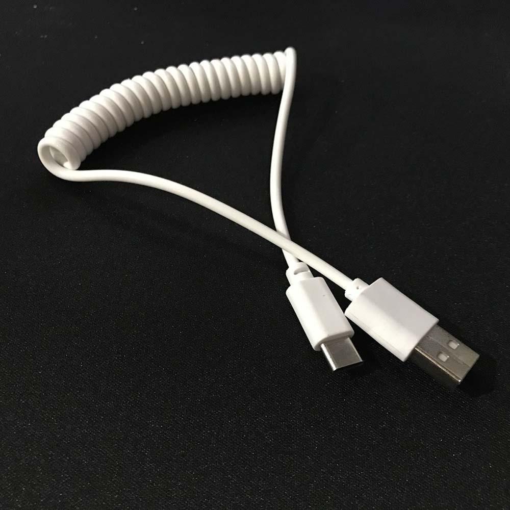 Cáp Sạc Micro USB Type C Màu Trắng Đen Có Thể Thu Gọn Cho Android